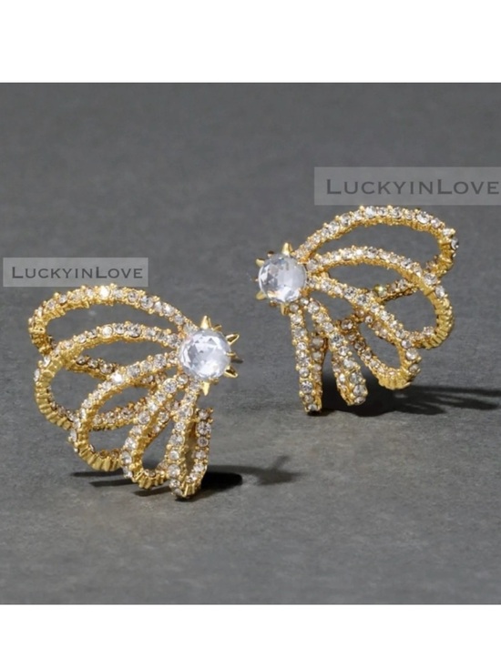 Alexis Bittar Jewelry - ALEXIS BITTAR Gold Crystal Lace Orbiting Thorny
Sculpted Essential Post Earrings